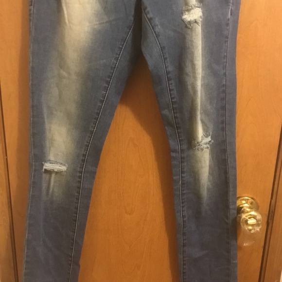 J&C Medium Wash High Waisted Destroyed Distressed Skinny Jeans 9 - Picture 8 of 12